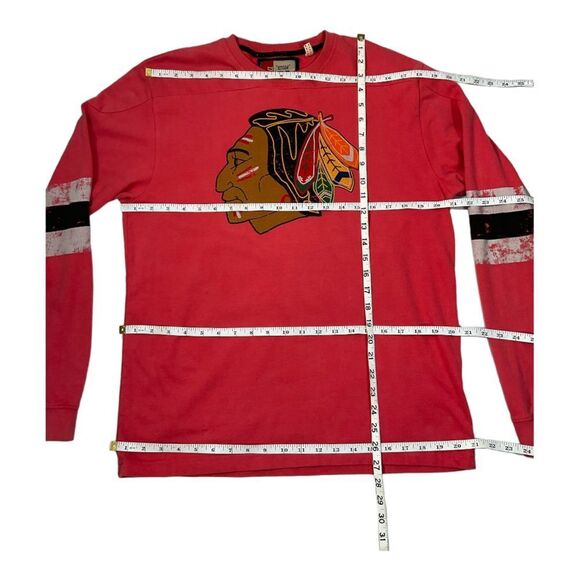 Chicago Blackhawks Men Size Large RED BLACK Alumni Raglan Stan Mikita #21 back. - Picture 11 of 16